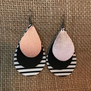 Layered Faux Leather Earrings
